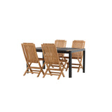 Togo - Jídelní stůl - Černá / Teak - Allu / Teak - 150*100 _1+ Ghana - Skládací židle - Natural - Teak - _4