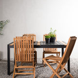 Togo - Jídelní stůl - Černá / Teak - Allu / Teak - 150*100 _1+ Ghana - Skládací židle - Natural - Teak - _4