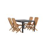 Togo - Jídelní stůl - Černá / Teak - Allu / Teak - 150*100 _1+ Ghana - Skládací židle - Natural - Teak - _4