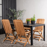 Togo - Jídelní stůl - Černá / Teak - Allu / Teak - 150*100 _1+ Ghana - Skládací židle - Natural - Teak - _4