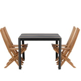 Togo - Jídelní stůl - Černá / Teak - Allu / Teak - 150*100 _1+ Ghana - Skládací židle - Natural - Teak - _4