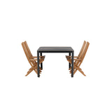 Togo - Jídelní stůl - Černá / Teak - Allu / Teak - 150*100 _1+ Ghana - Skládací židle - Natural - Teak - _4
