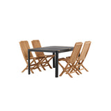 Togo - Jídelní stůl - Černá / Teak - Allu / Teak - 150*100 _1+ Ghana - Skládací židle - Natural - Teak - _4