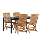 Togo - Jídelní stůl - Černá / Teak - Allu / Teak - 150*100 _1+ Ghana - Skládací židle - Natural - Teak - _4