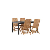 Togo - Jídelní stůl - Černá / Teak - Allu / Teak - 150*100 _1+ Ghana - Skládací židle - Natural - Teak - _4
