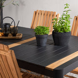 Togo - Jídelní stůl - Černá / Teak - Allu / Teak - 150*100 _1+ Ghana - Skládací židle - Natural - Teak - _4