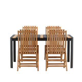 Togo - Jídelní stůl - Černá / Teak - Allu / Teak - 150*100 _1+ Ghana - Skládací židle - Natural - Teak - _4