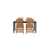 Togo - Jídelní stůl - Černá / Teak - Allu / Teak - 150*100 _1+ Ghana - Skládací židle - Natural - Teak - _4