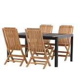 Togo - Jídelní stůl - Černá / Teak - Allu / Teak - 150*100 _1+ Ghana - Skládací židle - Natural - Teak - _4