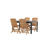 Togo - Jídelní stůl - Černá / Teak - Allu / Teak - 150*100 _1+ Ghana - Skládací židle - Natural - Teak - _4