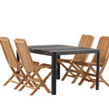 Togo - Jídelní stůl - Černá / Teak - Allu / Teak - 150*100 _1+ Ghana - Skládací židle - Natural - Teak - _4