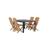 Togo - Jídelní stůl - Černá / Teak - Allu / Teak - 150*100 _1+ Ghana - Skládací židle - Natural - Teak - _4