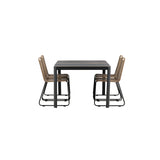Togo - Jídelní stůl - Černá / Teak - Allu / Teak - 150*100 _1+ Lindos Stohovací židle - Black Alu / Latte Latte _4