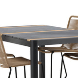 Togo - Jídelní stůl - Černá / Teak - Allu / Teak - 150*100 _1+ Lindos Stohovací židle - Black Alu / Latte Latte _4