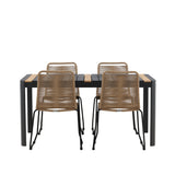 Togo - Jídelní stůl - Černá / Teak - Allu / Teak - 150*100 _1+ Lindos Stohovací židle - Black Alu / Latte Latte _4