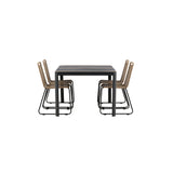 Togo - Jídelní stůl - Černá / Teak - Allu / Teak - 150*100 _1+ Lindos Stohovací židle - Black Alu / Latte Latte _4