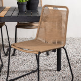 Togo - Jídelní stůl - Černá / Teak - Allu / Teak - 150*100 _1+ Lindos Stohovací židle - Black Alu / Latte Latte _4