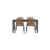 Togo - Jídelní stůl - Černá / Teak - Allu / Teak - 150*100 _1+ Lindos Stohovací židle - Black Alu / Latte Latte _4