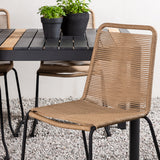 Togo - Jídelní stůl - Černá / Teak - Allu / Teak - 150*100 _1+ Lindos Stohovací židle - Black Alu / Latte Latte _4