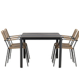 Togo - Jídelní stůl - Černá / Teak - Allu / Teak - 150*100 _1+ Lindos - Křeslo - Black Alu / Latte Latte _4