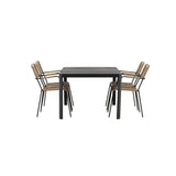 Togo - Jídelní stůl - Černá / Teak - Allu / Teak - 150*100 _1+ Lindos - Křeslo - Black Alu / Latte Latte _4