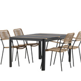 Togo - Jídelní stůl - Černá / Teak - Allu / Teak - 150*100 _1+ Lindos - Křeslo - Black Alu / Latte Latte _4
