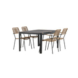Togo - Jídelní stůl - Černá / Teak - Allu / Teak - 150*100 _1+ Lindos - Křeslo - Black Alu / Latte Latte _4
