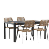 Togo - Jídelní stůl - Černá / Teak - Allu / Teak - 150*100 _1+ Lindos - Křeslo - Black Alu / Latte Latte _4