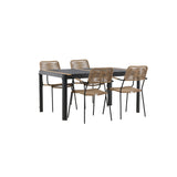 Togo - Jídelní stůl - Černá / Teak - Allu / Teak - 150*100 _1+ Lindos - Křeslo - Black Alu / Latte Latte _4