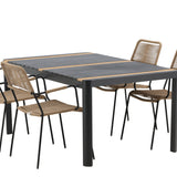 Togo - Jídelní stůl - Černá / Teak - Allu / Teak - 150*100 _1+ Lindos - Křeslo - Black Alu / Latte Latte _4