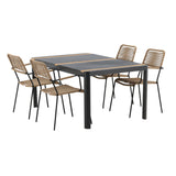 Togo - Jídelní stůl - Černá / Teak - Allu / Teak - 150*100 _1+ Lindos - Křeslo - Black Alu / Latte Latte _4