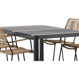 Togo - Jídelní stůl - Černá / Teak - Allu / Teak - 150*100 _1+ Lindos - Křeslo - Black Alu / Latte Latte _4