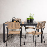 Togo - Jídelní stůl - Černá / Teak - Allu / Teak - 150*100 _1+ Lindos - Křeslo - Black Alu / Latte Latte _4