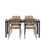 Togo - Jídelní stůl - Černá / Teak - Allu / Teak - 150*100 _1+ Lindos - Křeslo - Black Alu / Latte Latte _4