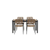 Togo - Jídelní stůl - Černá / Teak - Allu / Teak - 150*100 _1+ Lindos - Křeslo - Black Alu / Latte Latte _4