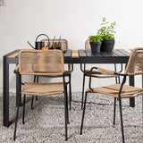 Togo - Jídelní stůl - Černá / Teak - Allu / Teak - 150*100 _1+ Lindos - Křeslo - Black Alu / Latte Latte _4