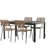 Togo - Jídelní stůl - Černá / Teak - Allu / Teak - 150*100 _1+ Lindos - Křeslo - Black Alu / Latte Latte _4