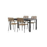 Togo - Jídelní stůl - Černá / Teak - Allu / Teak - 150*100 _1+ Lindos - Křeslo - Black Alu / Latte Latte _4