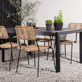 Togo - Jídelní stůl - Černá / Teak - Allu / Teak - 150*100 _1+ Lindos - Křeslo - Black Alu / Latte Latte _4