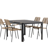 Togo - Jídelní stůl - Černá / Teak - Allu / Teak - 150*100 _1+ Lindos - Křeslo - Black Alu / Latte Latte _4