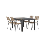 Togo - Jídelní stůl - Černá / Teak - Allu / Teak - 150*100 _1+ Lindos - Křeslo - Black Alu / Latte Latte _4