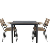 Togo - Jídelní stůl - Černá / Teak - Allu / Teak - 150*100 _1+ Lindos - Křeslo - Black Alu / Latte Latte _4