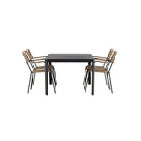 Togo - Jídelní stůl - Černá / Teak - Allu / Teak - 150*100 _1+ Lindos - Křeslo - Black Alu / Latte Latte _4