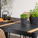 Togo - Jídelní stůl - Černá / Teak - Allu / Teak - 150*100 _1+ Lindos - Křeslo - Black Alu / Latte Latte _4