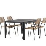 Togo - Jídelní stůl - Černá / Teak - Allu / Teak - 150*100 _1+ Lindos - Křeslo - Black Alu / Latte Latte _4