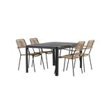 Togo - Jídelní stůl - Černá / Teak - Allu / Teak - 150*100 _1+ Lindos - Křeslo - Black Alu / Latte Latte _4