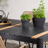 Togo - Jídelní stůl - Černá / Teak - Allu / Teak - 150*100 _1+ Lindos - Křeslo - Black Alu / Latte Latte _4