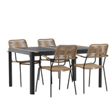 Togo - Jídelní stůl - Černá / Teak - Allu / Teak - 150*100 _1+ Lindos - Křeslo - Black Alu / Latte Latte _4