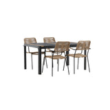 Togo - Jídelní stůl - Černá / Teak - Allu / Teak - 150*100 _1+ Lindos - Křeslo - Black Alu / Latte Latte _4