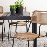 Togo - Jídelní stůl - Černá / Teak - Allu / Teak - 150*100 _1+ Lindos - Křeslo - Black Alu / Latte Latte _4